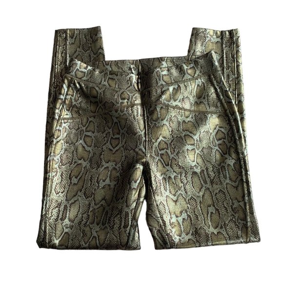 Free People Rio Printed Vegan Metallic Gold Python Snakeskin Pull On Leggings XS - Picture 4 of 8